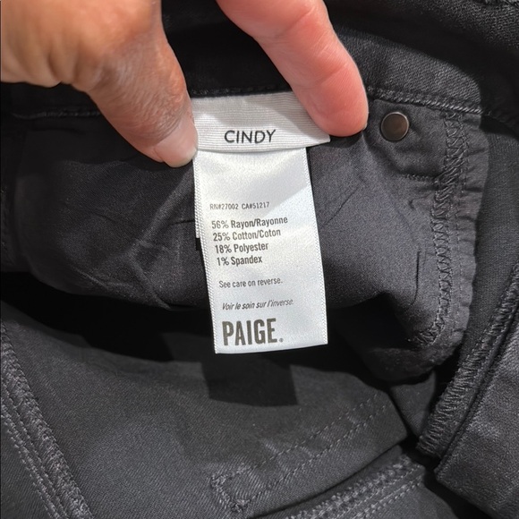 PAIGE Cindy Cropped Size 32 Black Straight Leg High Rise Jeans Sleek Design - Picture 11 of 13